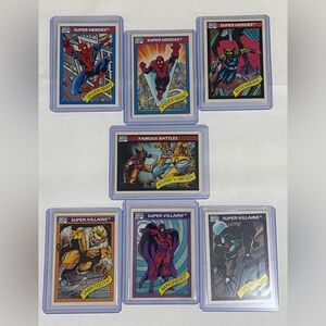 1990 Marvel Comics Lot of 7 Heroes, Villains, Famous Battles Trading Cards EM